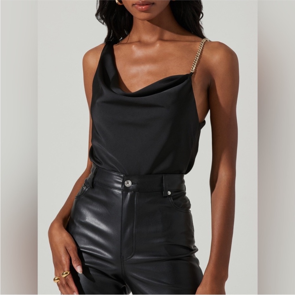 Astr Black Cowl Neck Camisole with Chain Straps